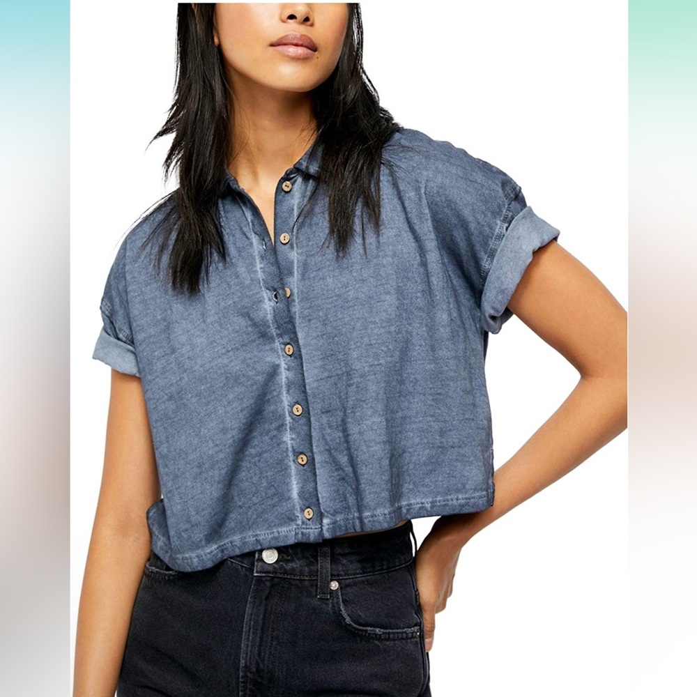 Free People Weekend Rush Crop Top - Navy